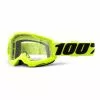 100 Percent Maschera 100% Strata 2 Giallo Intenso Nero Con Lente Trasparente -Vendite Biciclette MTB 100 50027 00003 001