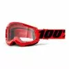 100 Percent Maschera 100% Strata 2 Rosso Intenso Nero Con Lente Trasparente
