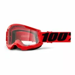 100 Percent Maschera 100% Strata 2 Rosso Intenso Nero Con Lente Trasparente