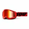 100 Percent Maschera 100% Strata 2 Rosso Nero Con Lente A Specchio -Vendite Biciclette MTB 100 50028 00004 001