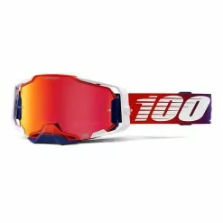 100 Percent Maschera 100% Armega Bianco Rosso Con Lente Rosso