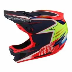Casco Troy Lee Designs D4 Carbon Verde Rosso Blu